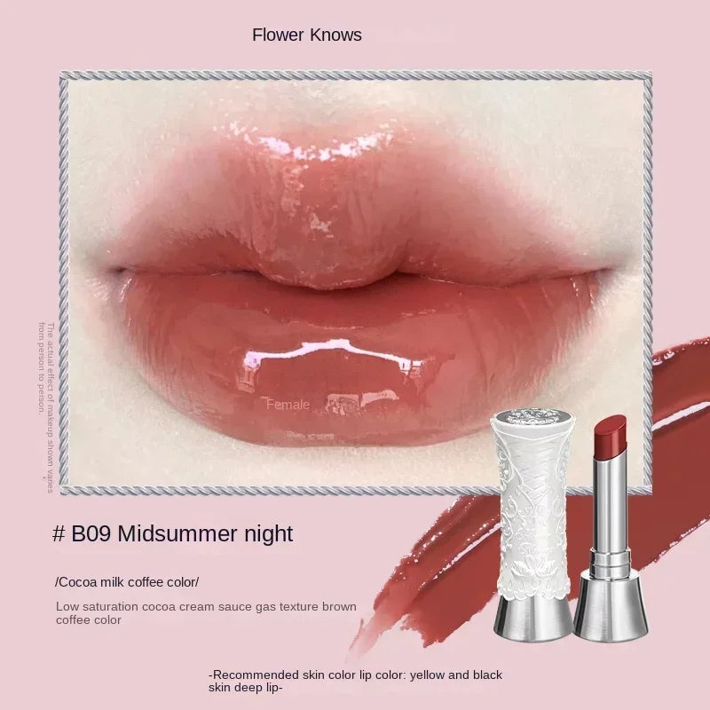 Flower Knows Swan Ballet Solid Lip Glaze Mirror Lipstick Vegan Profesional Lipgloss Moisturizing Korean Lip Stick