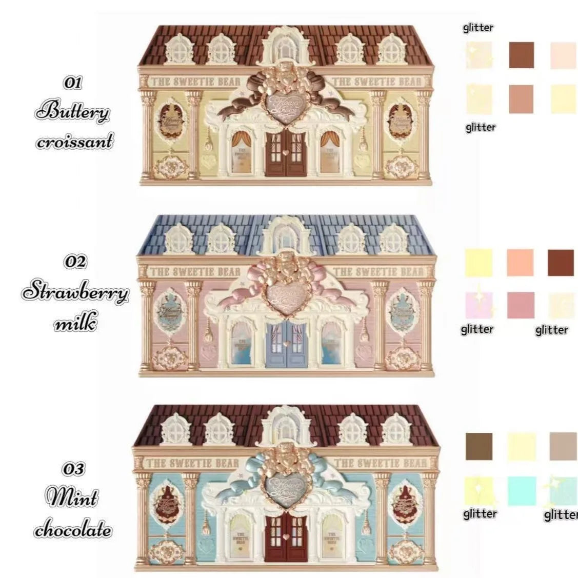 Flower Knows SWEETIE BEAR COLLECTION 6-Color Eye Shadow Palette Makeup Long Lasting Matte Shimmer Finish Eyeshadow Powder