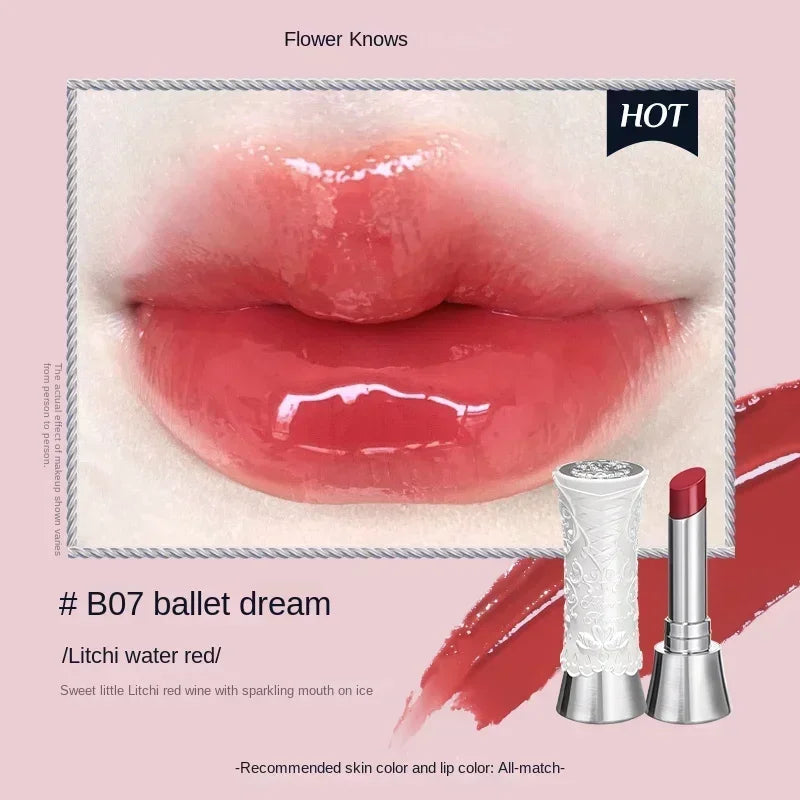 Flower Knows Swan Ballet Solid Lip Glaze Mirror Lipstick Vegan Profesional Lipgloss Moisturizing Korean Lip Stick