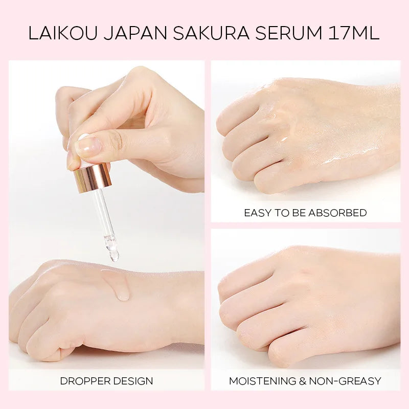 LAIKOU 17ML Japan Sakura Serum Vitamin C Nourish Essense Oil Control 24K Gold Serum Rose Blueberry Skin Care Smoothing Facecare