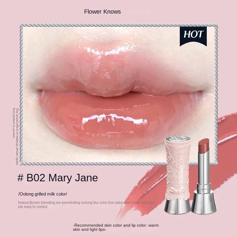 Flower Knows Swan Ballet Solid Lip Glaze Mirror Lipstick Vegan Profesional Lipgloss Moisturizing Korean Lip Stick