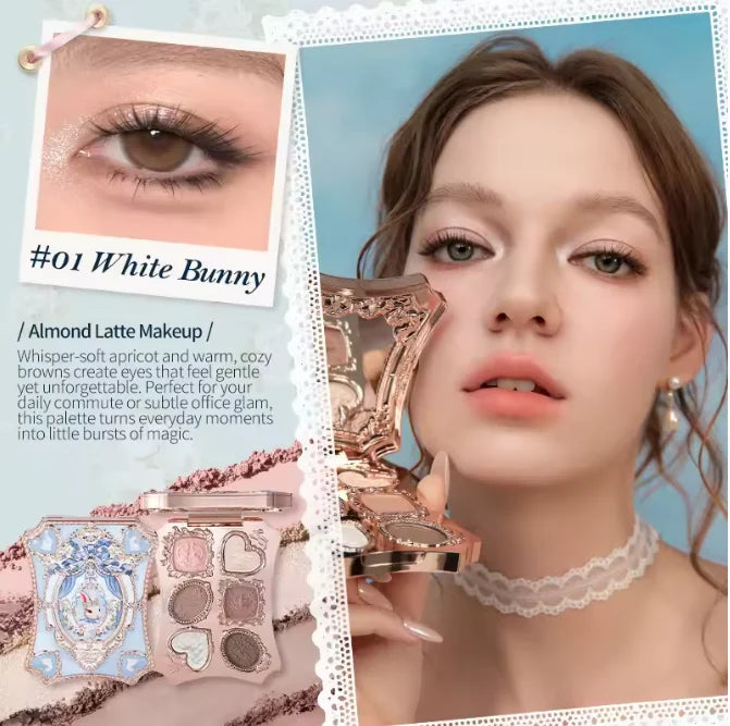 Flower Knows SWEETIE BEAR COLLECTION 6-Color Eye Shadow Palette Makeup Long Lasting Matte Shimmer Finish Eyeshadow Powder